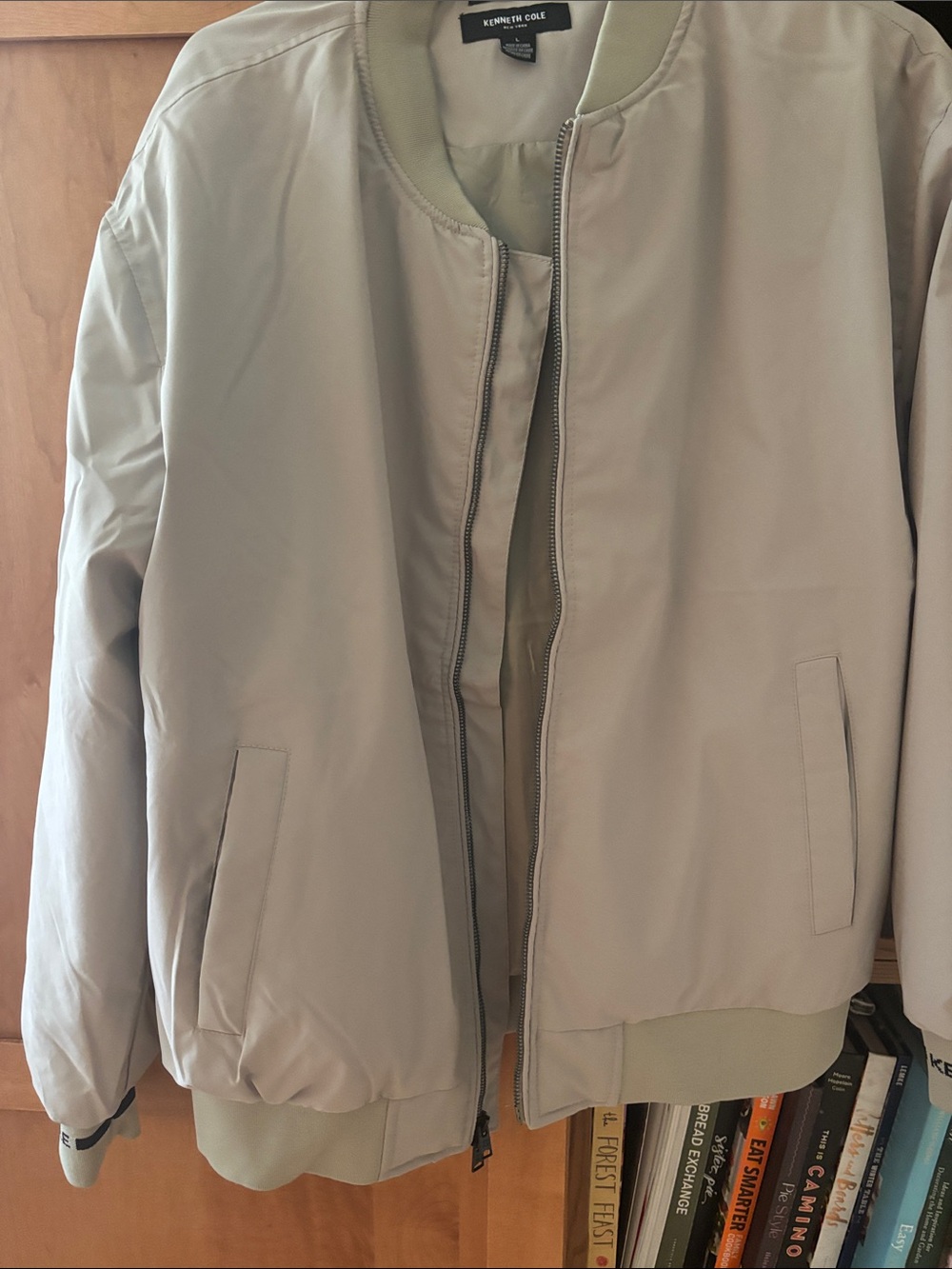 Kenneth Cole Light Beige Bomber Jacket